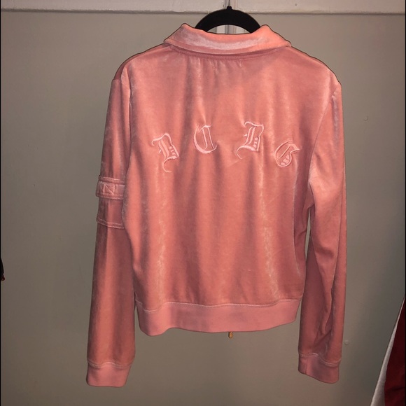 Velvet baby pink zip up - Picture 2 of 5